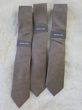 Michael Kors Mens Knight Micro-Pattern Tie Taupe ONE SIZE